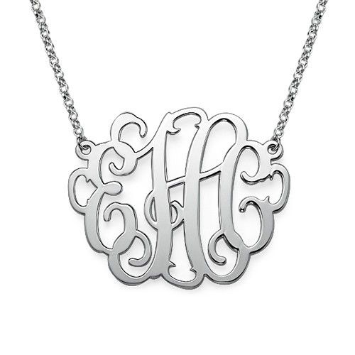 Grand Collier Monogramme En Argent Sterling