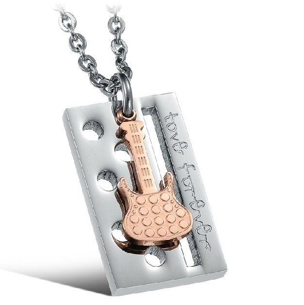 "love You" Figure Géométrique Avec Collier D'amant De Guitare (prix Pour Une Paire)