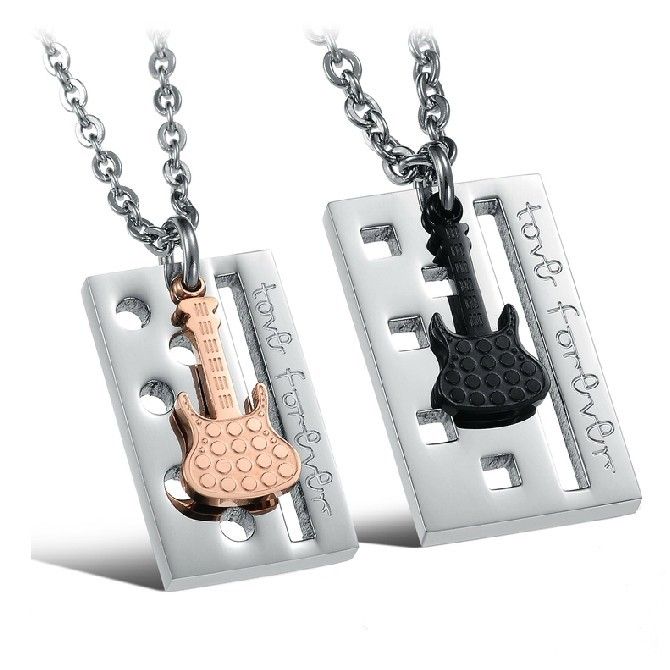 "love You" Figure Géométrique Avec Collier D'amant De Guitare (prix Pour Une Paire)