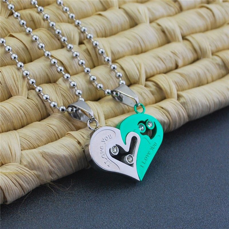 Nouveau Coeur Romantique "have Mutual Affinity" Je T'aime Collier D'amant En Acier Titane