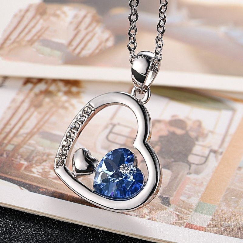 Nouveau Have Mutual Affinity S925 Collier De Pierres Incrustées D'amour En Argent