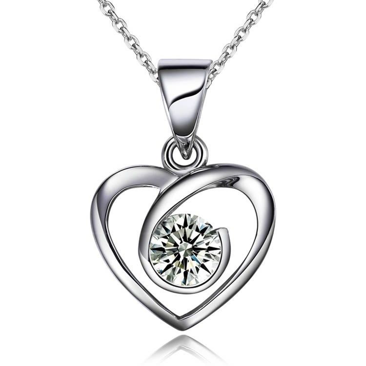 Pendentif Love In Heart En Argent Sterling 925 Avec Incrustation De CZ