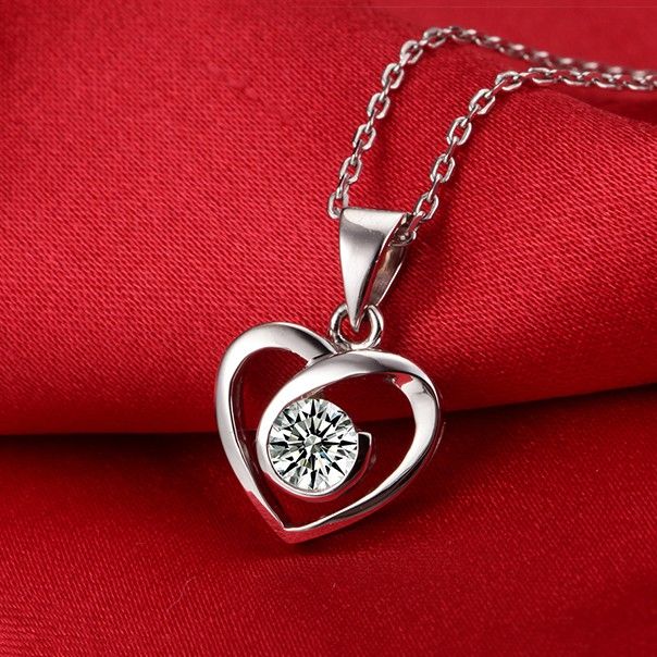 Pendentif Love In Heart En Argent Sterling 925 Avec Incrustation De CZ