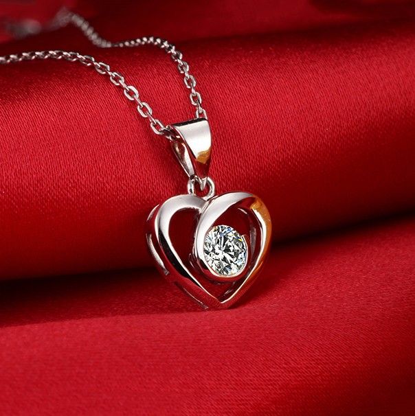 Pendentif Love In Heart En Argent Sterling 925 Avec Incrustation De CZ