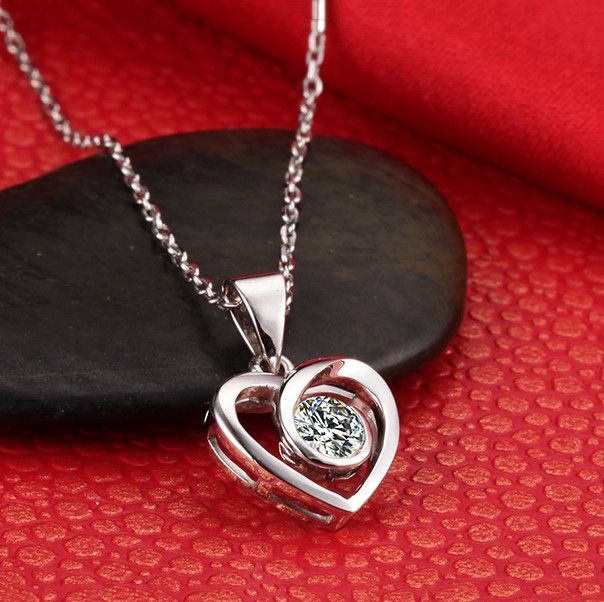 Pendentif Love In Heart En Argent Sterling 925 Avec Incrustation De CZ