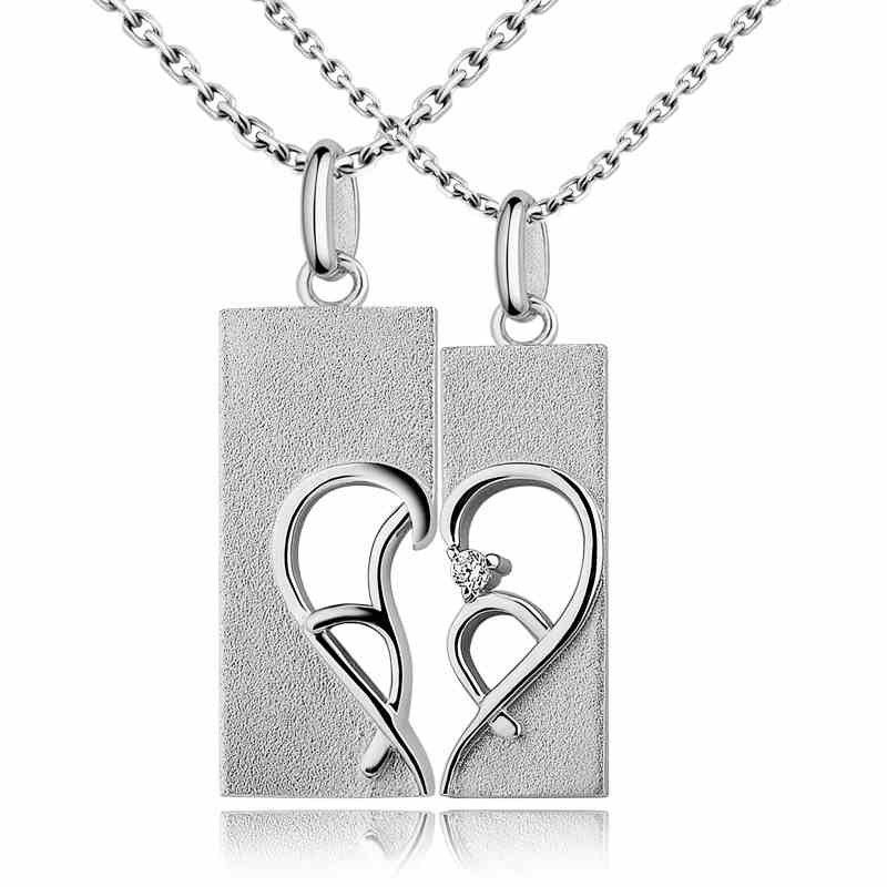 Personnalité Coeur Collier En Argent 925 Couple