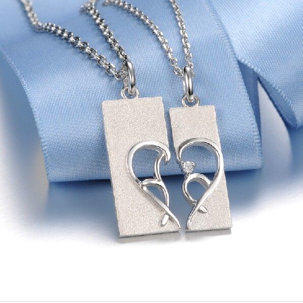 Personnalité Coeur Collier En Argent 925 Couple