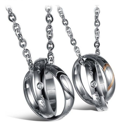 Real Love And My Only Love Couple Colliers Pour Les Amoureux Collier En Acier Au Titane Gravable (prix Pour Une Paire)