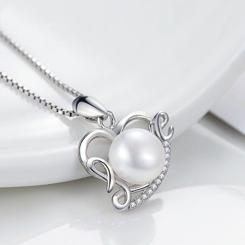 S925 Silver "love You" Design Collier De Perles Naturelles