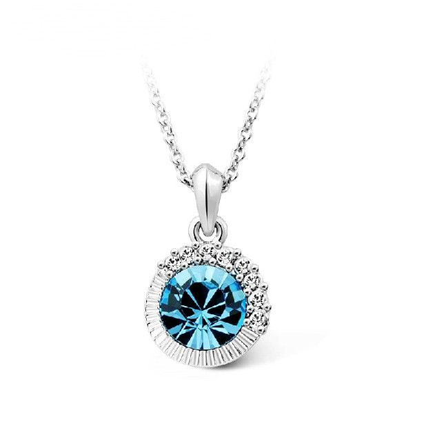 Superbe Collier En Cristal Bleu De Mer Pour Femme