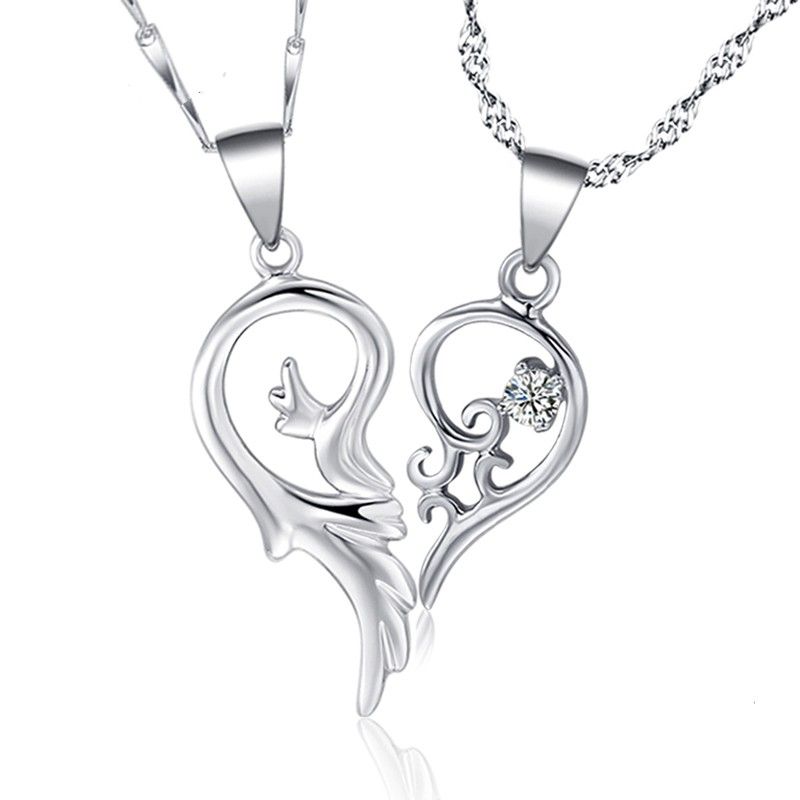 Wings Of Love Colliers De Couple En Argent Sterling 925 Pour Amoureux (prix Pour Une Paire)