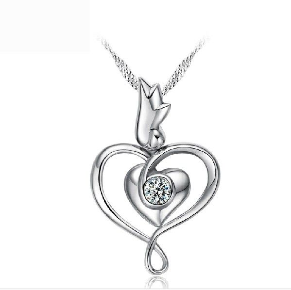 You Ii Collier En Cristal De Coeur En Argent Sterling