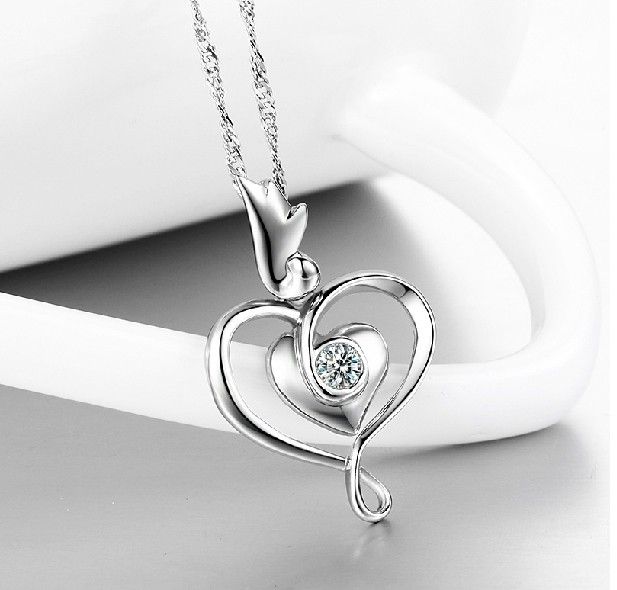 You Ii Collier En Cristal De Coeur En Argent Sterling