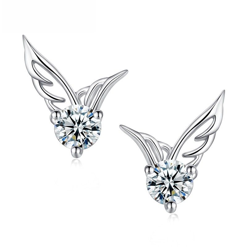 Ailes D'ange Élégantes Avec Boucles D'oreilles Pour Femme En Cristal Solitaire Cupid Cut