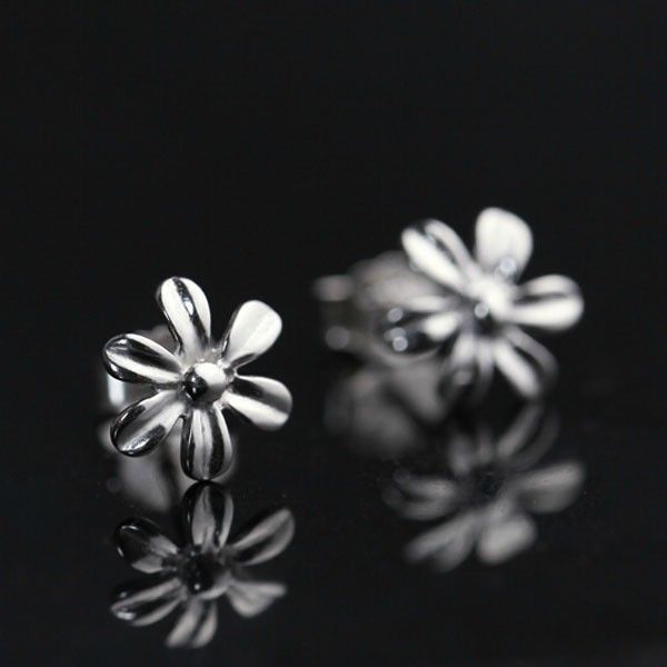 Boucles D'oreilles En Argent Sterling 925 Beauty Retro Flower Pour Fille