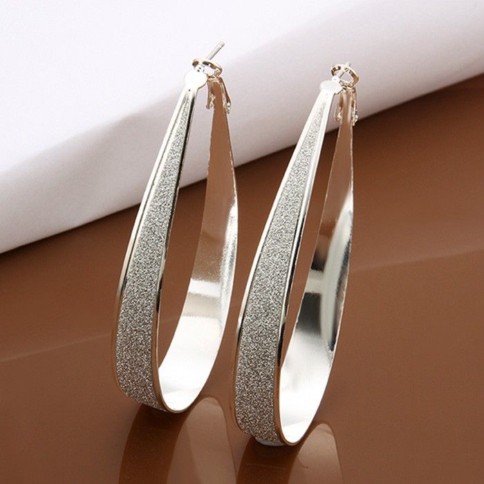 Boucles D'oreilles Créoles En Argent Sterling 925 Hypoallergéniques Mates Pour Femmes