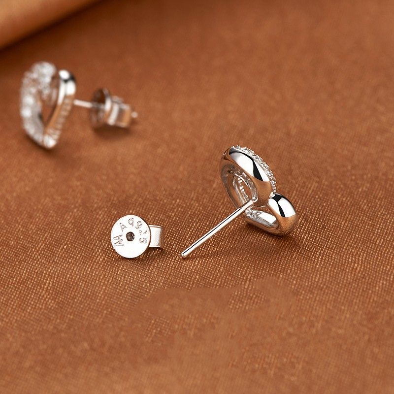 Boucles D'oreilles En Forme De Cœur Artisanales En Platine Plaqué Argent