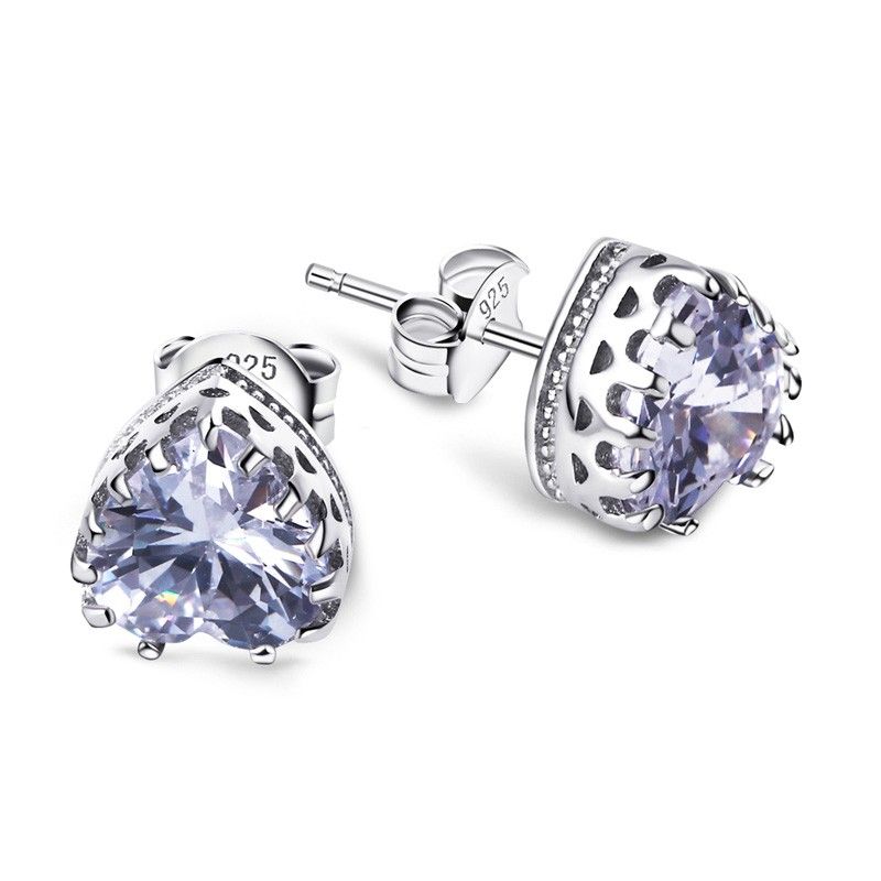 Boucles D'oreilles En Forme De Coeur Hypoallergéniques Exquises En Argent 925 De Mode Sauvage