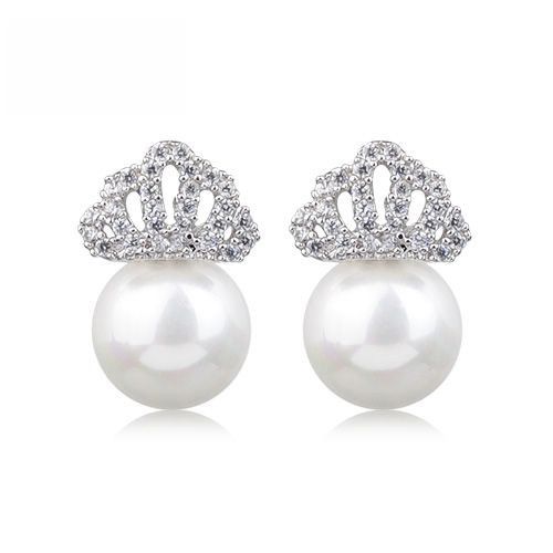 Couronne De Charme En Alliage Brillant Avec Boucles D'oreilles En Perles