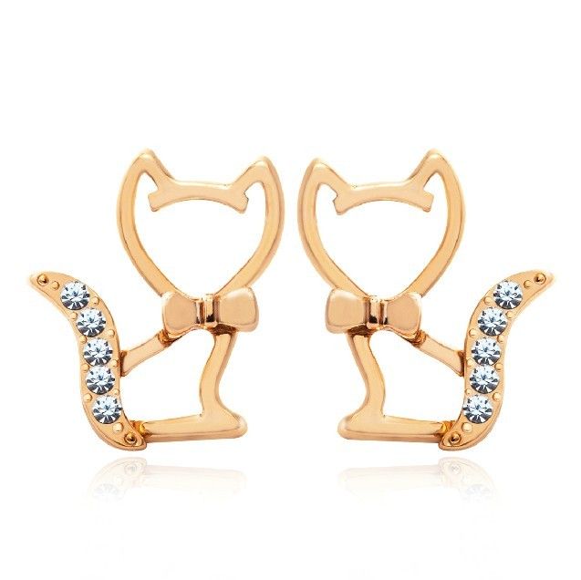 Lovely Little Cat Avec Boucles D'oreilles En Cristal Pour Femmes