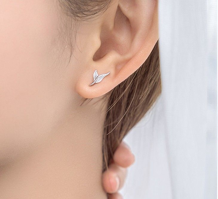 Mousse De Sirène S925 En Argent Sterling Une Paire De Boucles D'oreilles Pour Filles Adolescents Garçons Étudiants Femmes