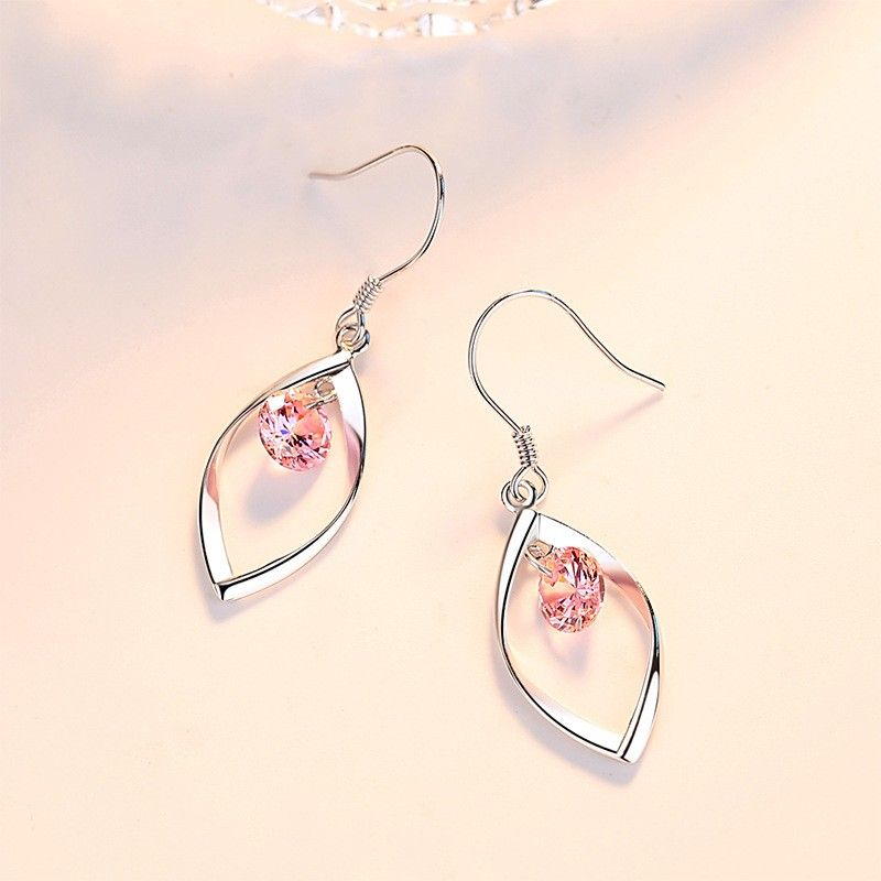 Rose Bleu Violet Blanc Boucles D'oreilles Pour Les Femmes Petite Amie En Argent Sterling Dangle Boucles D'oreilles Bijoux Cadeaux Pour Noël Anniversaire