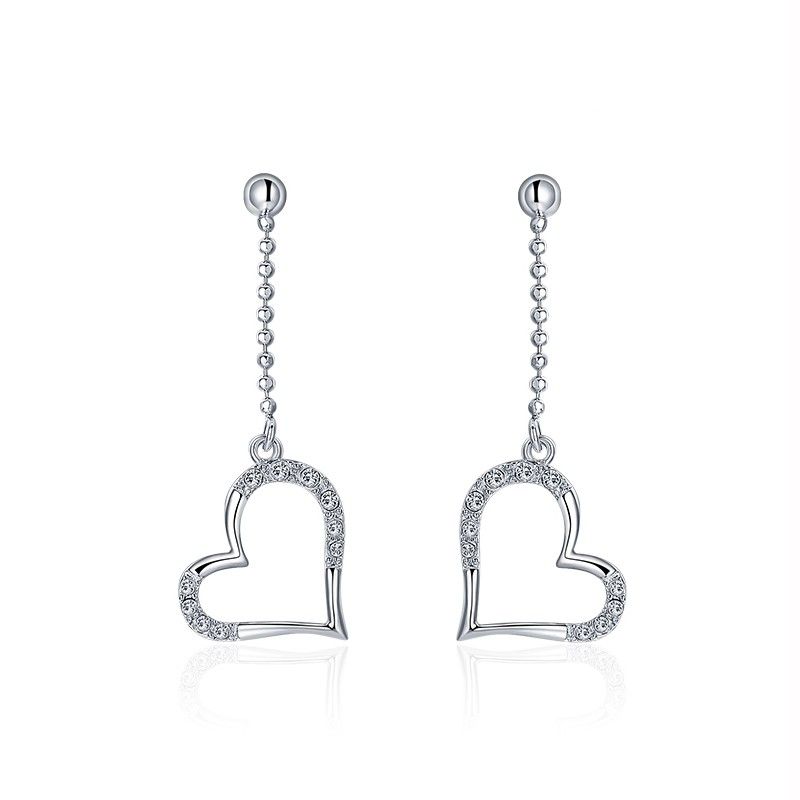 Version Coréenne De La Populaire Vente Chaude 925 Boucles D'oreilles En Forme De Coeur En Argent