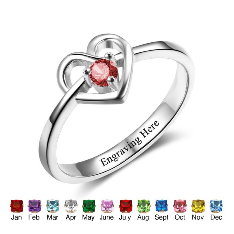 Anneaux De Pierre De Naissance Anneaux De Mères En Argent Sterling 925 Personnalisé Pierre De Naissance Famille Anneau De Zircone Cubique Cadeau De Fête Des Mères