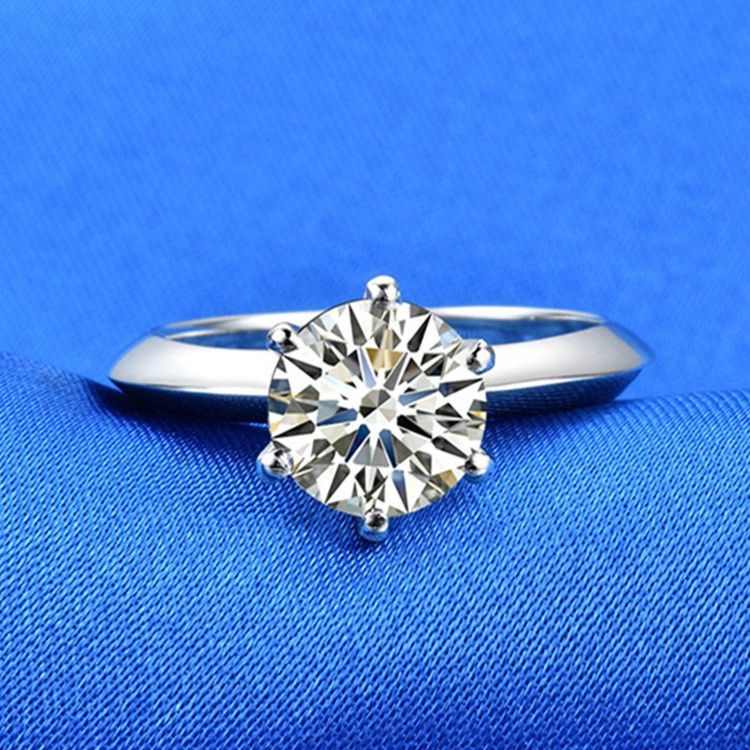 0.6 - 3.0 Ct 925 En Argent Plaqué Platine Rond Simulé Promesse De Diamant / Mariage / Bague De Fiançailles Pour Les Femmes Fille Amis Cadeau De La Saint-valentin