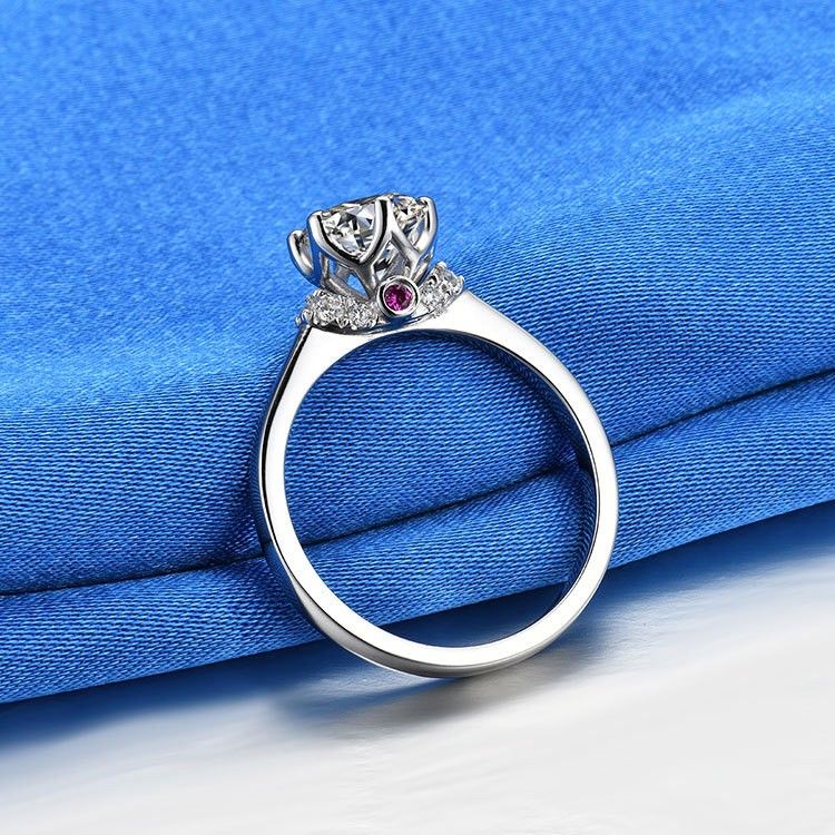 0.5 Ct 1.0 Ct 925 Argent Platine Plaqué Rond Diamant Simulé Promesse / Mariage / Bague De Fiançailles Pour Femmes Fille Amis Cadeau De Saint Valentin