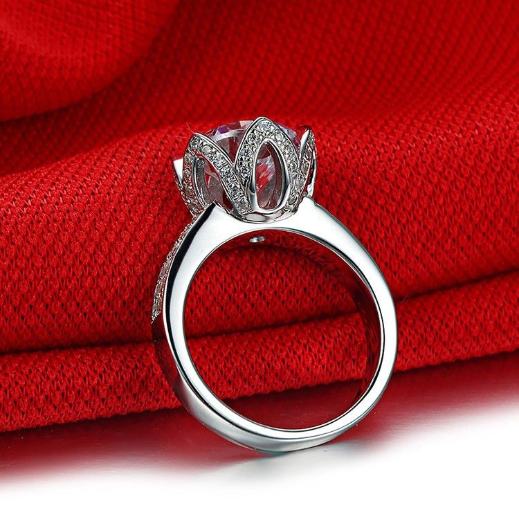 1.0 Ct 2.0 Ct 3.0 Ct 925 Argent Platine Plaqué Rond Diamant Simulé Promesse / Mariage / Bague De Fiançailles Pour Femmes Fille Amis Cadeau De Saint Valentin