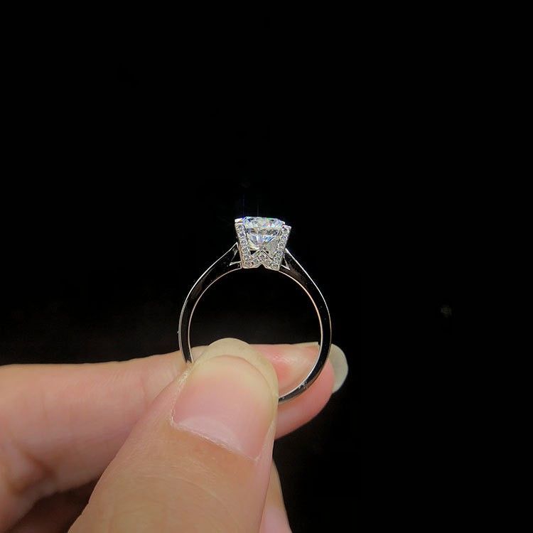 1.0 Ct 925 Argent Plaqué Platine Rond Simulé Promesse De Diamant / Mariage / Bague De Fiançailles Pour Les Femmes Fille Amis Cadeau De La Saint-valentin