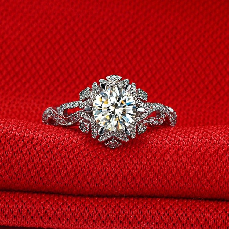 1.0 Ct 925 Argent Plaqué Platine Rond Simulé Promesse De Diamant / Mariage / Bague De Fiançailles Pour Les Femmes Fille Amis Cadeau De La Saint-valentin