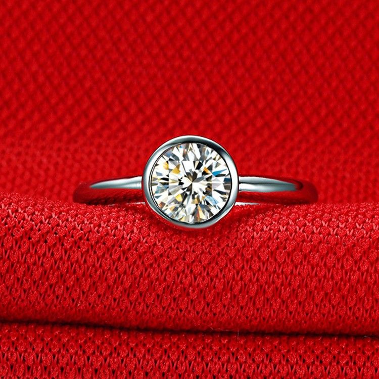 1.0 Ct 925 Argent Plaqué Platine Rond Simulé Promesse De Diamant / Mariage / Bague De Fiançailles Pour Les Femmes Fille Amis Cadeau De La Saint-valentin