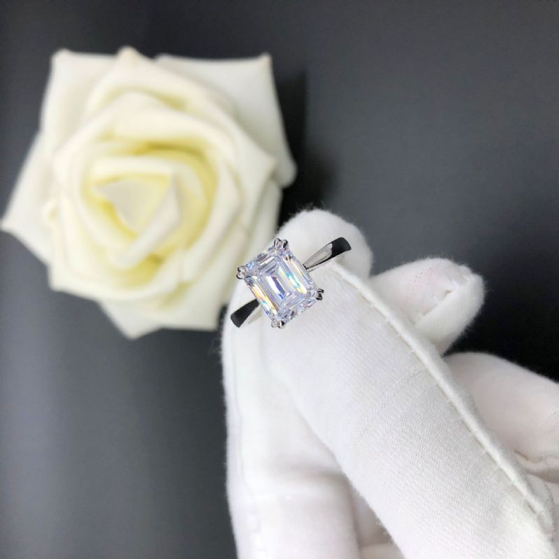 3.0 Ct 925 Argent Platine Plaqué Émeraude Simulé Promesse De Diamant / Mariage / Bague De Fiançailles Pour Les Femmes Fille Amis Cadeau De La Saint-valentin