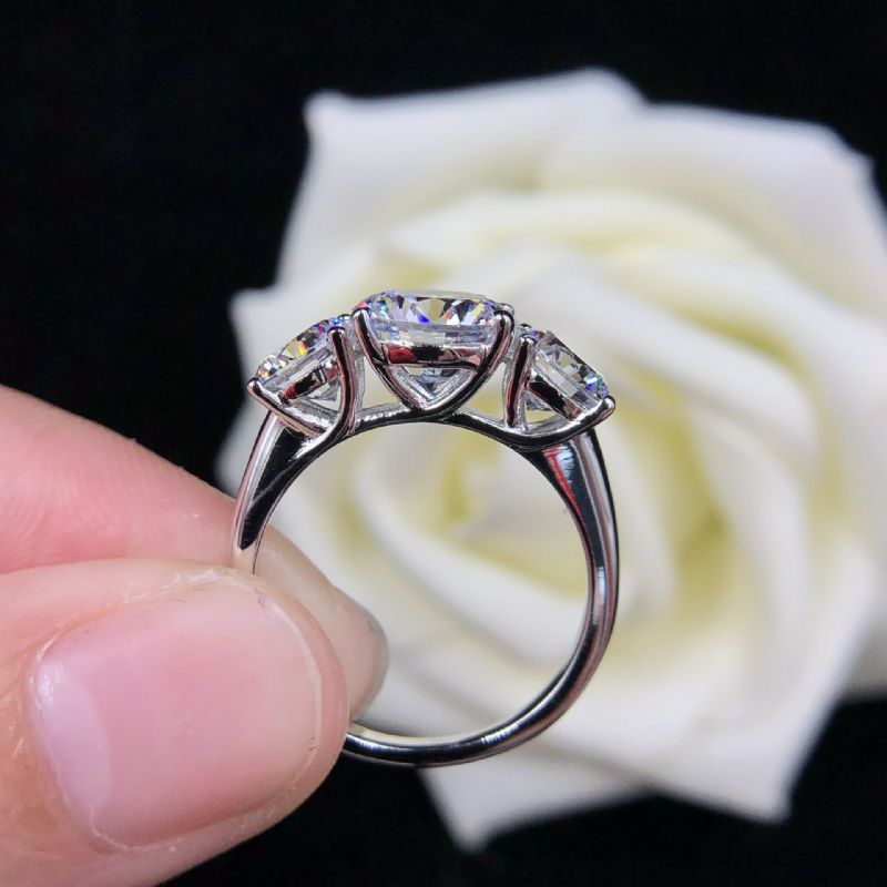 4.0 Ct 925 Argent Plaqué Platine Rond Simulé Promesse De Diamant / Mariage / Bague De Fiançailles Pour Les Femmes Fille Amis Cadeau De La Saint-valentin