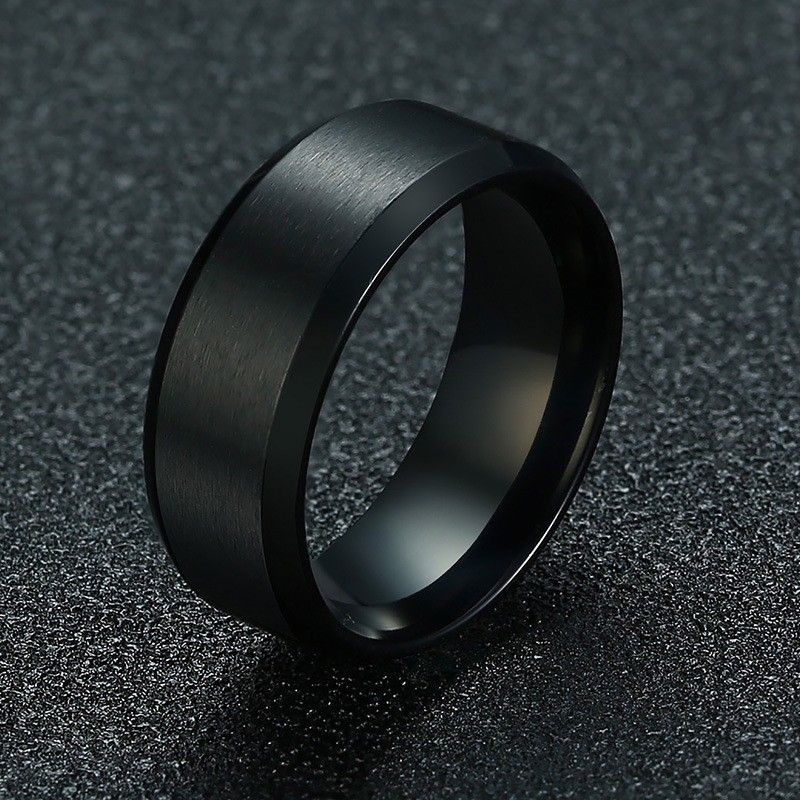 8 Mm Simple Bleu Noir Or Rose Bague En Argent Les Deux Côtés Peuvent Être Gravés Bague Pour Hommes En Acier Au Titane