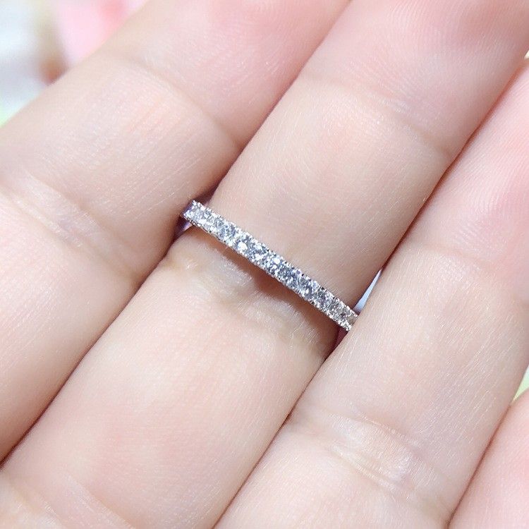 925 Argent Plaqué Platine Rond Simulé Promesse De Diamant / Mariage / Bague De Fiançailles Pour Les Femmes Fille Amis Cadeau De La Saint-valentin