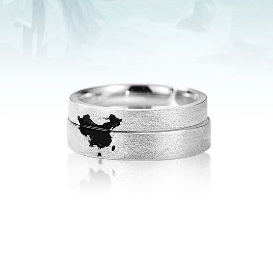 A Pieced-together Whole World S925 Anneaux De Couple Réglables Pour Amoureux En Argent Sterling