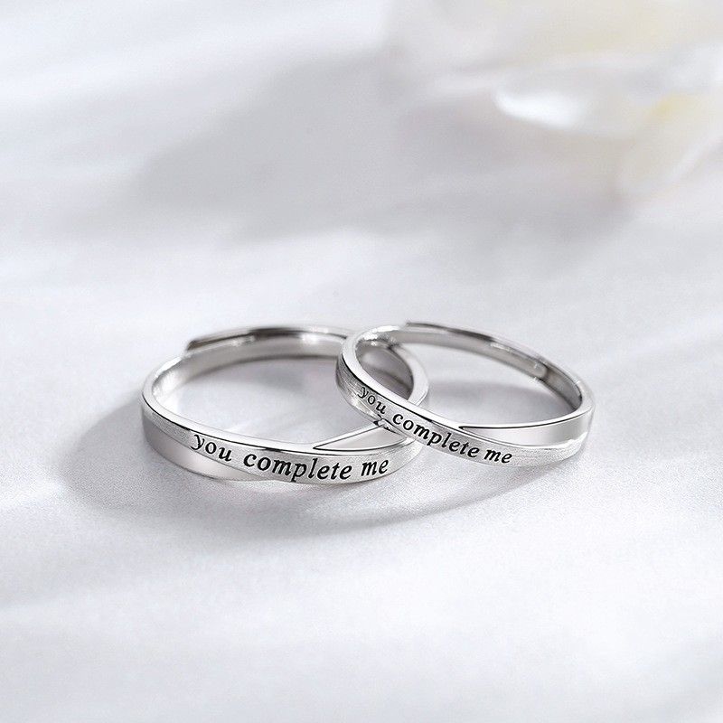 Ajustable You Complete Me Matching Promise Rings For Couples In Sterling Silver