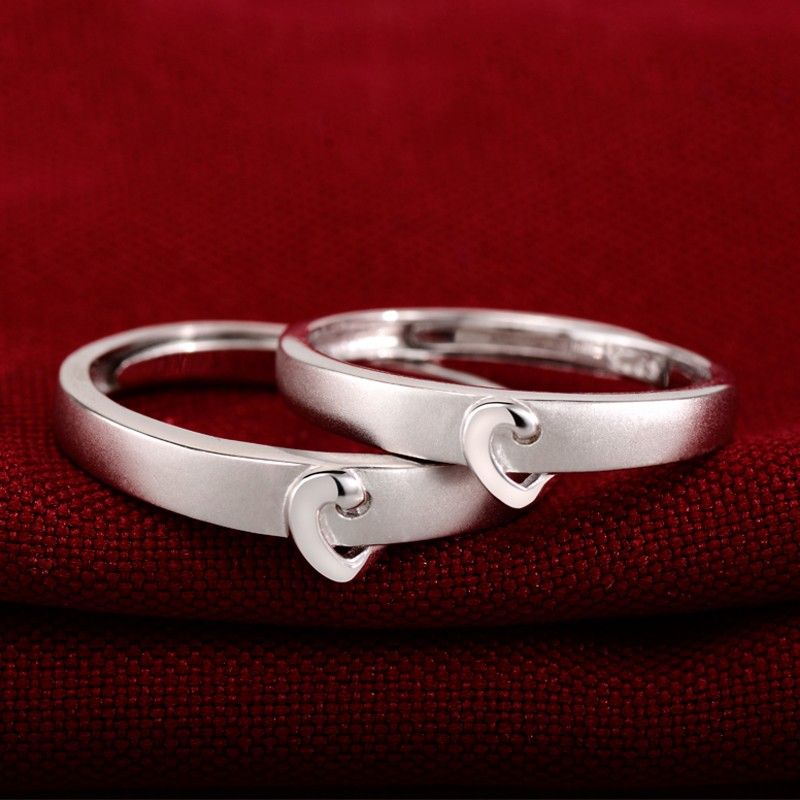 Anneaux De Couple En Argent Sterling 925 À Forme Généreuse Et À La Mode Simple