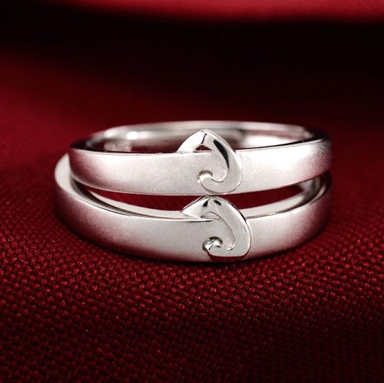 Anneaux De Couple En Argent Sterling 925 À Forme Généreuse Et À La Mode Simple