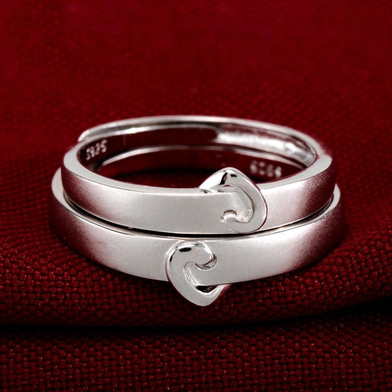 Anneaux De Couple En Argent Sterling 925 À Forme Généreuse Et À La Mode Simple