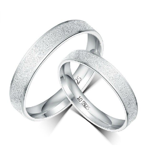 Anneaux De Couple En Argent Sterling 925 De Style Simple Lisse Poncé (prix Pour Une Paire)