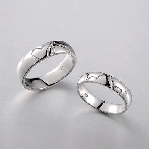 Anneaux De Couple En Forme De Coeur D'amant Romantique En Argent Sterling 925 Plaqué Or Blanc (prix Pour Une Paire)