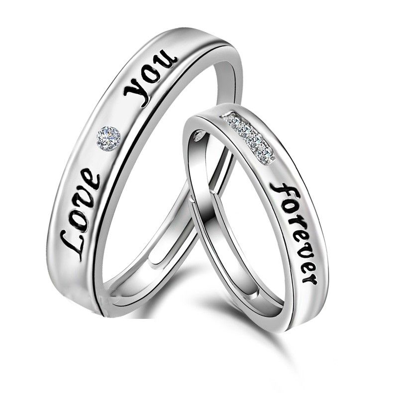 Anneaux De Couple Réglables En Argent Sterling Pour Les Amoureux Qui Vous Aiment Pour Toujours (prix Pour Une Paire)