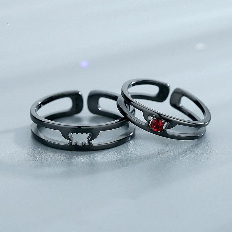 Anneaux De Couple Vampire Assortis Personnalisés En Argent Sterling