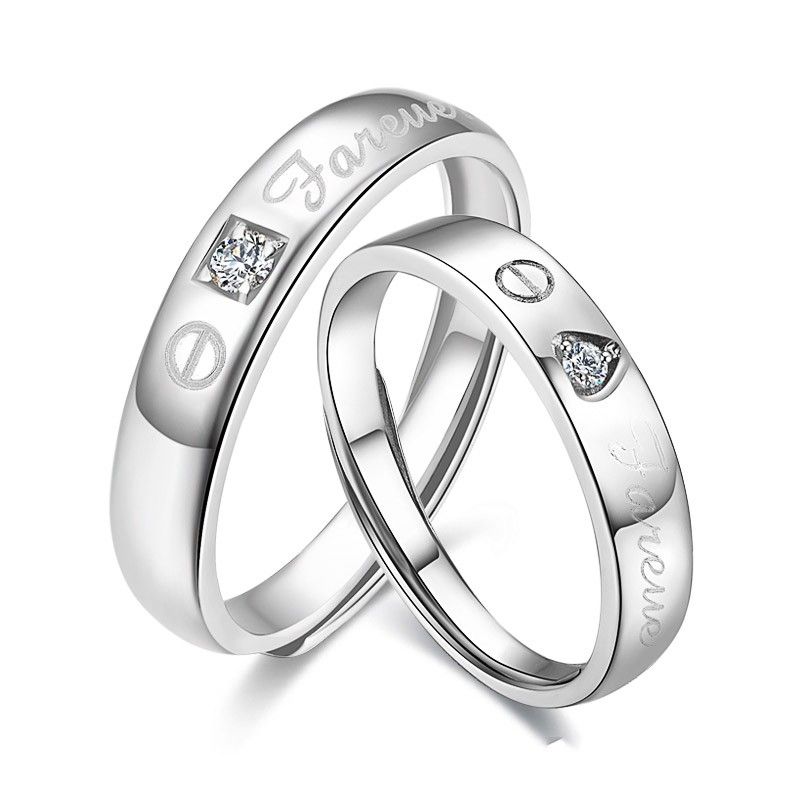 Anneaux De Couple "you Are In My Heart" En Argent 925 De Style De Mode Romantique