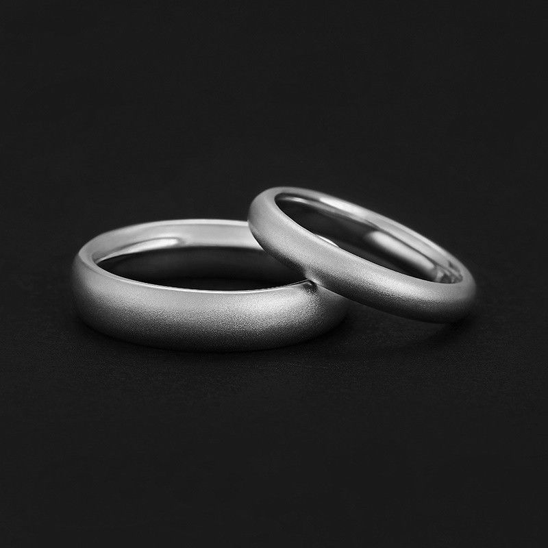 Anneaux Givrés Assortis Simples À Graver Pour Couples En Argent Sterling