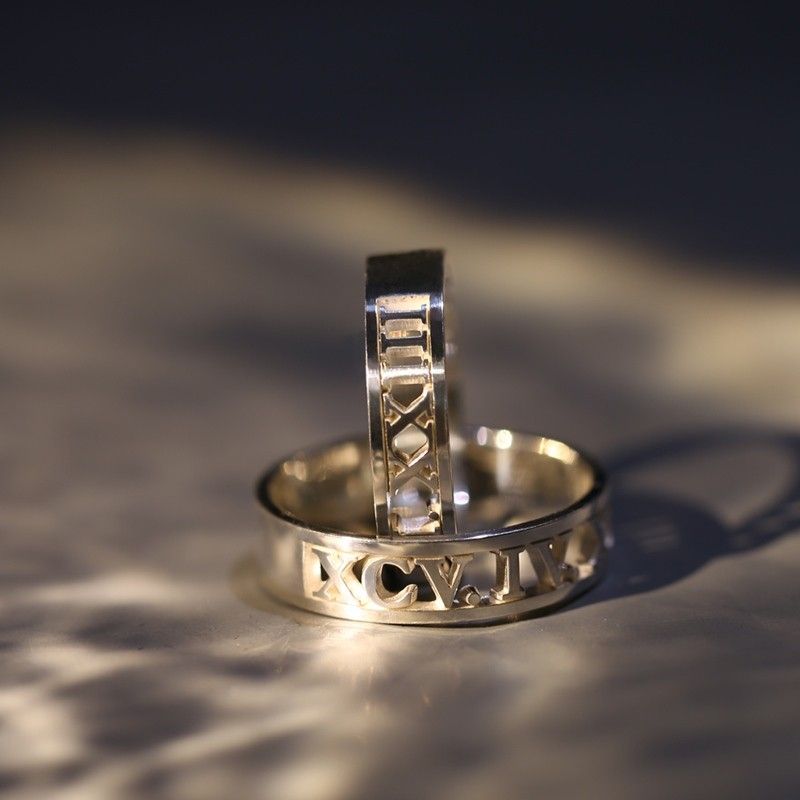 Anneaux De Nom Évidés Personnalisés Pour Couples En Argent Sterling